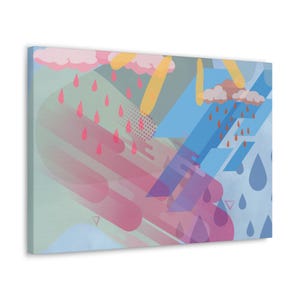 Canvas Wall Art, Abstract Rainy Day Print for Home Decor, Modern Wall Hanging, Large Poster, Contemporary Artwork, Neutral Color Scheme