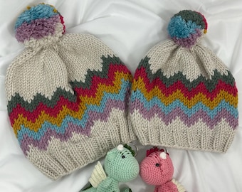 Handmade Knit Beanie, Cozy Winter Hat For Adults and Kids, Warm Handcrafted Cap