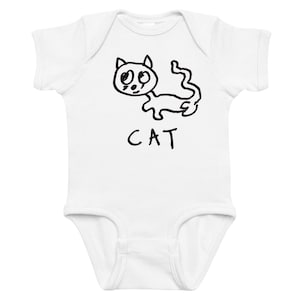 Minimalist Cat Baby Onesie: Hand-Drawn LoFi Animal Art