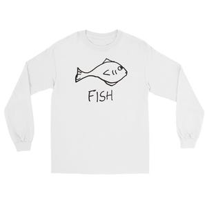 Fish Long Sleeve Tee, Minimalist fishy Graphic Shirt, Ocean Lover Gift, Unisex Cotton Top, Hand Drawn Fish Art, Cute Animal Design, t-shirt