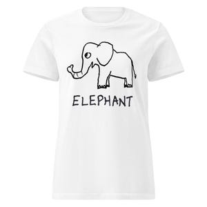 Minimalist Elephant Graphic Tee: Fitted Women&#39;s Cotton Safari Top