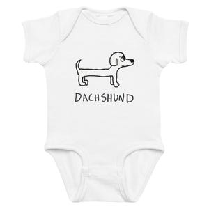 Dachshund Onesie, Baby Bodysuit for Doxie Lovers, Minimalist Dog Art, Cotton Infant Outfit, Cute Animal Gift for Newborns, LoFi Doxie Design