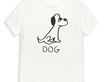 Camiseta con estampado de perro, camiseta minimalista con gráfico dibujado a mano, regalo para amantes de los perros.