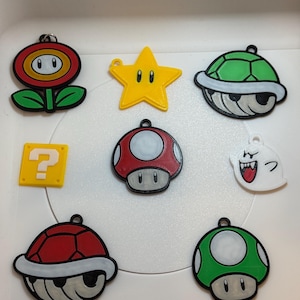 Super Mario Inspired Charms / Keychain Set – 3D Printed Character & Power-Up Charms