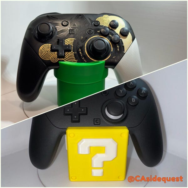 Nintendo Switch Pro Controller Stand Question Block or Warp Pipe.  Switch 1 &  2 Pro Compatible. Bundle available w/ Switch Game holder