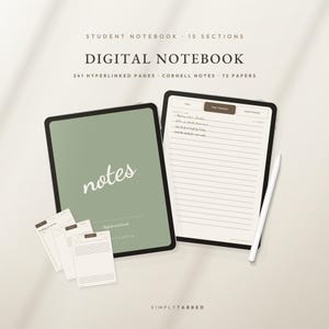 Digital Notebook GoodNotes | Student Notebook with Tabs, 15 Sections, 72 Note Templates | Cornell Notes, Hyperlinked iPad Notability