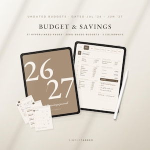Budget Planner Digital | Finance Journal & Savings Tracker | Undated Budgets + Dated 2026 2027 Calendar, Debt Payoff | GoodNotes iPad