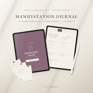 Journal de manifestation numérique | Loi de l'attraction, Scripting, Méthode 369, Tableau de visualisation | Carnet GoodNotes Notability pour iPad avec grands onglets