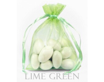 10 bolsas de organza verde lima, 5 x 8 pulgadas tela pura Favor bolsas