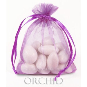 30 Orchid Purple Organza Bags, 3 x 4 Inch Sheer Fabric Favor Bags image 1