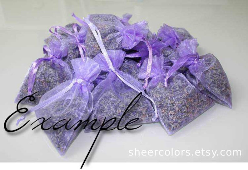 30 Orchid Purple Organza Bags, 3 x 4 Inch Sheer Fabric Favor Bags image 4