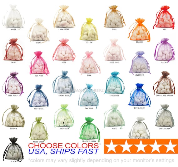 10 Pink Wine Organza Pouch Gift Bag 6/"x14/"