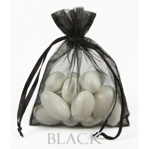 10 Black Organza Bags, 8 x12 Inch Sheer Fabric Favor Bags