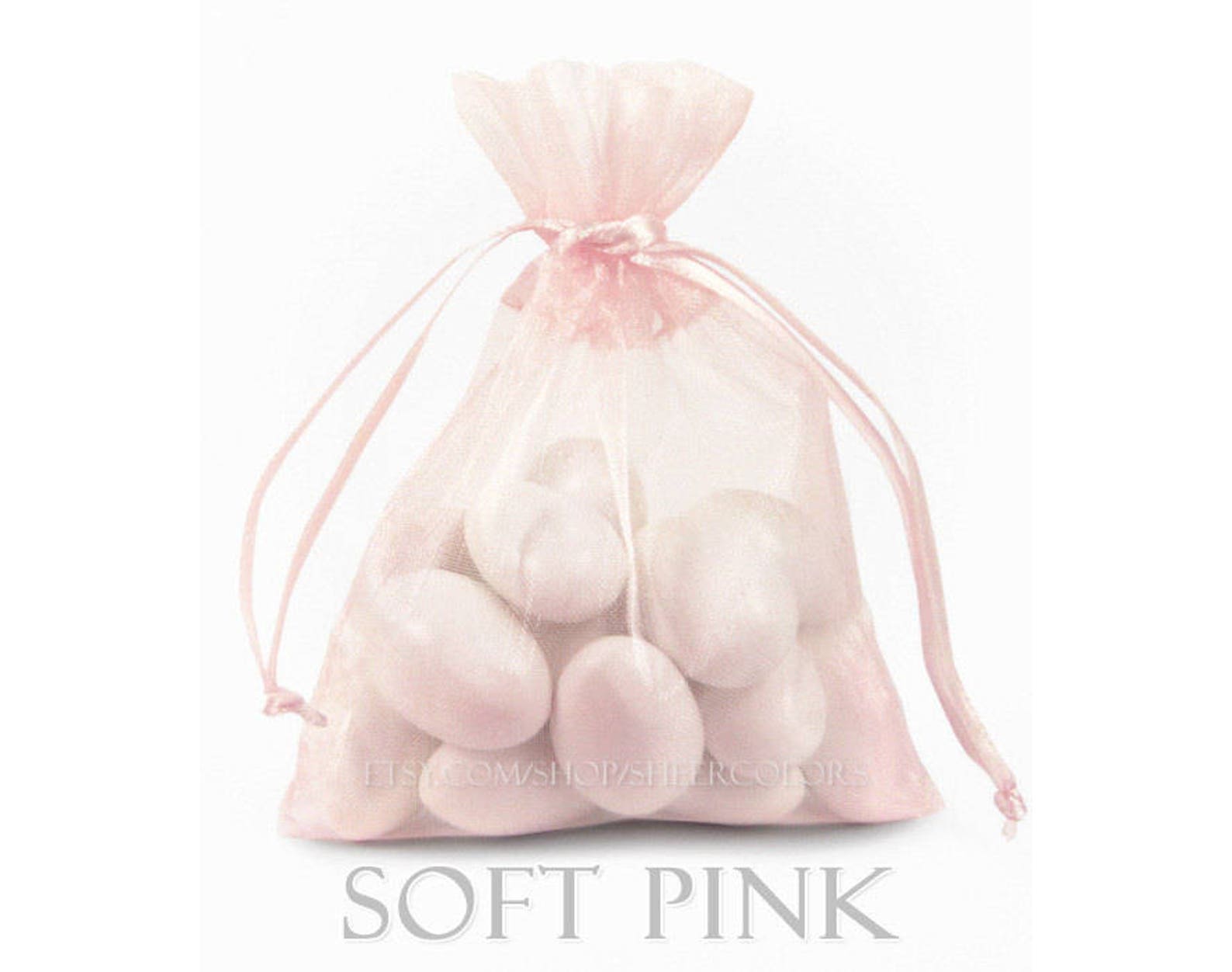 10 Soft Pink Organza Bags 5 X 8 Inch Sheer Fabric Favor Bags Etsy