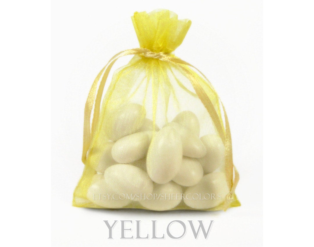 10 Yellow Organza Bags, X Inch Sheer Fabric Favor Bags