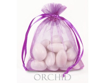 10 Orchid Organza Bags, 8 x 12 Inch Sheer Fabric Favor and Gift Bags