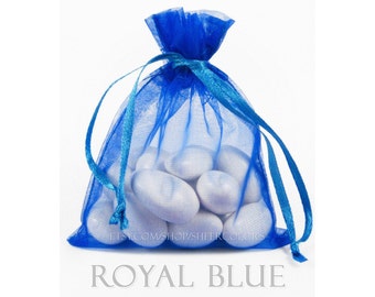 30 Royal Blue Organza Bags, 6 x 9 Inch Sheer Fabric, Cobalt Favor Bags and Gift Bags