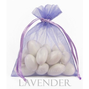 30 Lavender Light Purple Organza Bags, 5 x 8 Inch Sheer Fabric Favor Bags