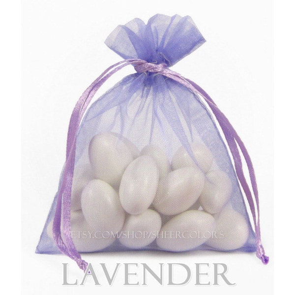 30 Lavender Light Purple Organza Bags, 5 x 8 Inch Sheer Fabric Favor Bags