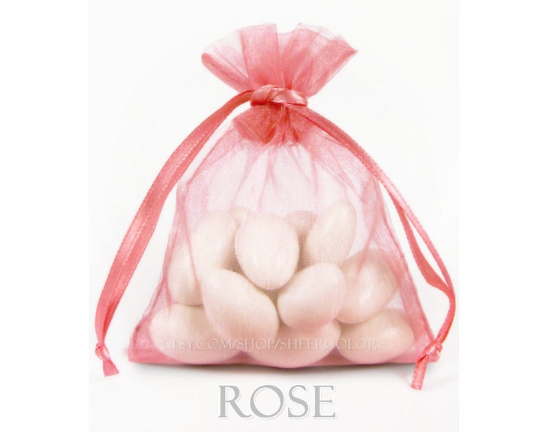 30 Rose Pink Organza Bags 3 x 4 Inch Sheer Fabric Favor Bags For Wedding Favors Jewelry Pouches