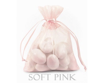 30 Soft Pink  Organza Bags, 6 x 9 Inch Sheer Fabric Favor and Gift Bags