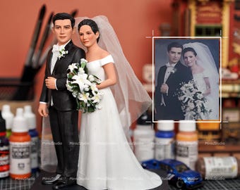 Custom Wedding Cake Topper | Personalized Couple Figurine with Pet