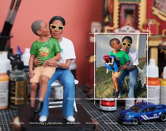 Figura familiar personalizada - Escultura impresa en 3D personalizada - Retrato familiar hecho a mano con foto
