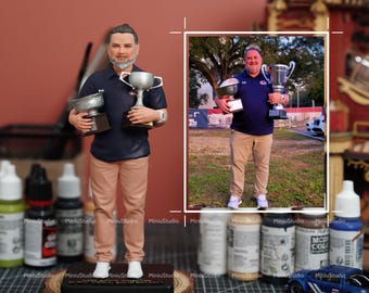 Custom Photo Figurine, Hand-Painted 3D Printed Statue, Personalized Mini Me Sculpture