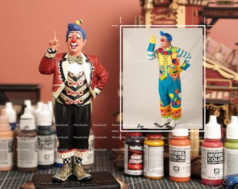 Custom Clown Figurine - Personalized Handmade Statue, Funny or Creepy Character Gift, MiniU Custom Sculpture