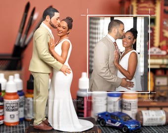 Figura personalizada de noivos: topo de bolo de casamento feito à mão