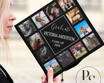 Adorno para birrete de graduación con collage de fotos personalizado: regalo de graduación personalizado
