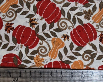 Pumpkins & Squash Fall Print Cotton Fabric 2 yds