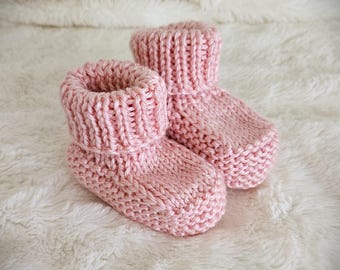 Pink Hand Knit Baby Booties