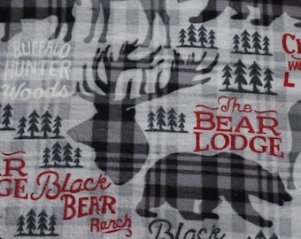 Bear Lodge Print Cotton Flannel Fabric, 2 yds