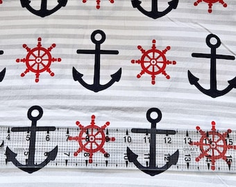 Anchors Nautical Print Cotton Fabric 2 + yds