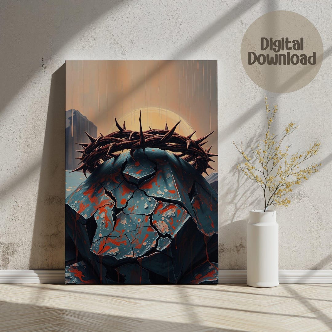 Crown of Thorns Digital Art, Bleeding Rock Wall Art, Religious Print ...