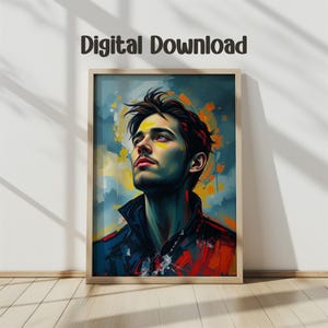 Digital Art Print, Man Portrait Poster, Abstract Wall Art, Printable Artwork, Modern Home Decor, Instant Download Art, Man Painting Image