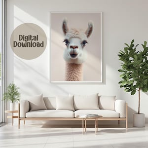 Lama Lama Portrait, Alpaka Lama, Alpaka Wand Kunst, Kunstdruck, Kinderzimmer Dekor, Tier Liebhaber Geschenk, Printable Home Decor