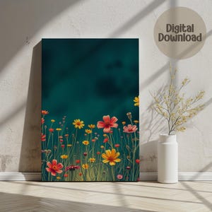 Wildblumen Feld Digitaldruck, Floral Wand Kunst Download, Botanische Kunstdruck, Natur Kunst, bunte Blumen Kunst, Wohnkultur, Geschenk Idee