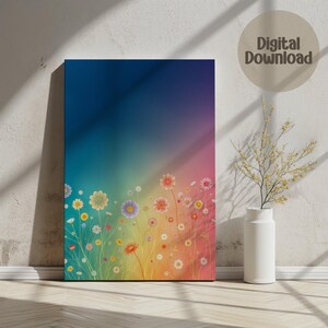 Digital Wall Art, Floral Print, Flower Garden Art, Colorful Wall Decor, Spring Decor, Nature Art, Home Decor, Printable Art