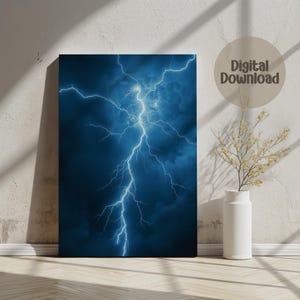 Blitz Digitaldruck, Sturm Wand Kunst Poster, Blitz blau Fotografie, Natur Wohnkultur, digitaler Download druckbare für Wandkunst