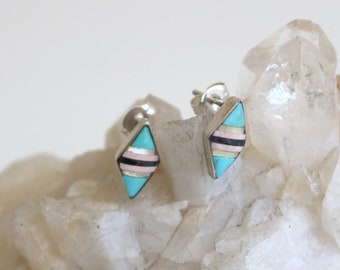 Native American Diamond Shape Inlay Earrings