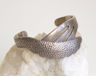 Taxco Textured Abstract Sterling Cuff Bracelet