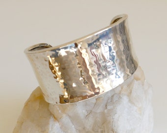 Modernist Hammered Cuff Bracelet | Sterling Silver