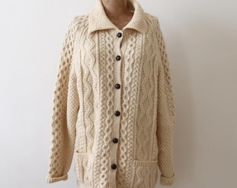 Irish Wool Fisherman Cardigan Sweater