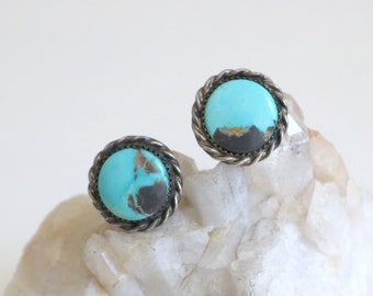 Native American Turquoise Cabochon Clip On Earrings