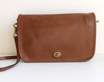 Rare Vintage Coach Black Leather Buckled Pouch NYC Made