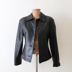 Blouson canadien en cuir noir
