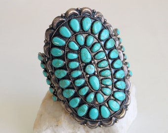 Danny L Wauneka Turquoise Cluster Statement Cuff Bracelet