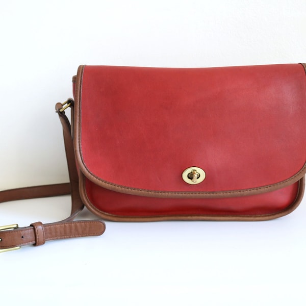 Coach Spectator City Bag | Red Leather British Tan Trim